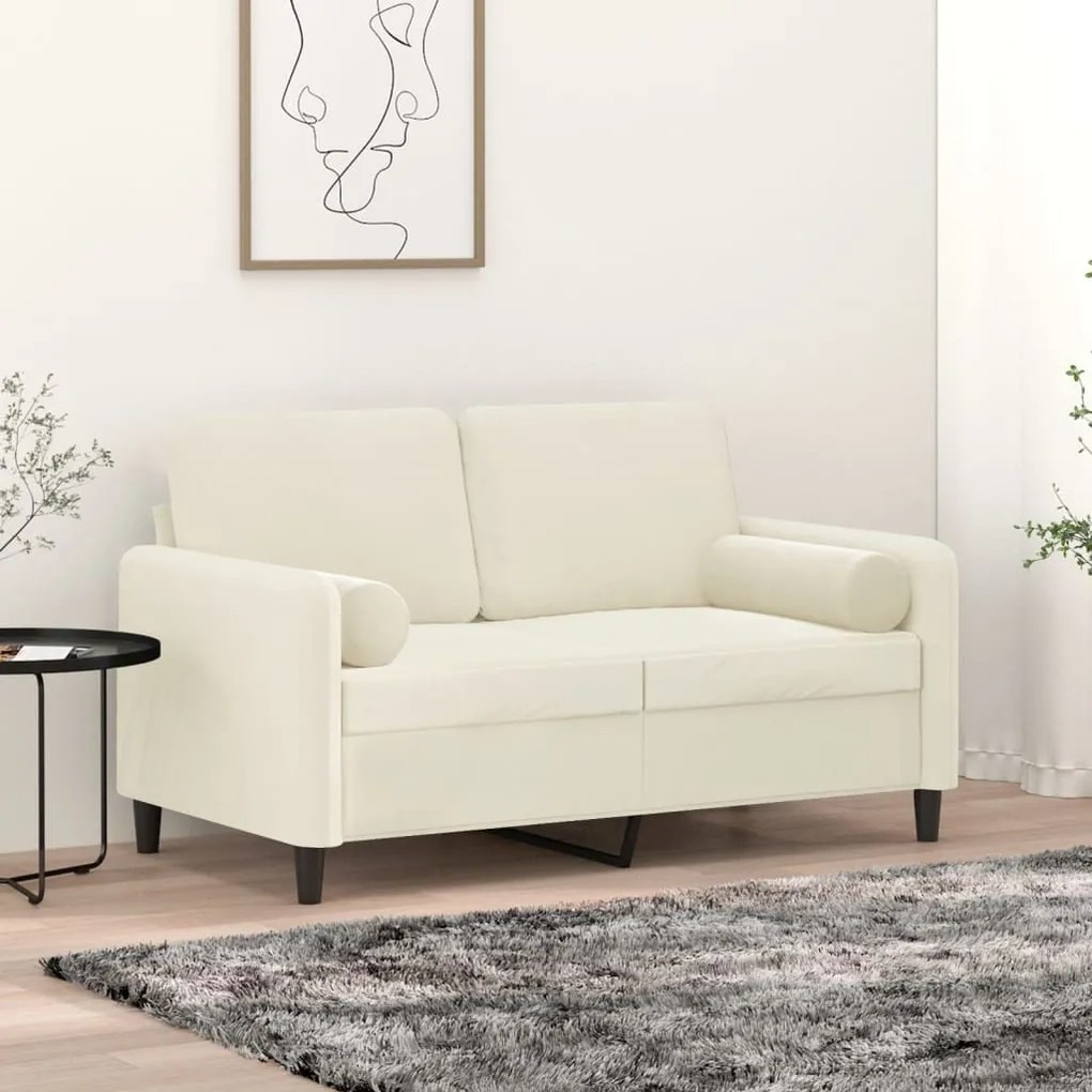 Μαξιλάρια Διακοσμητικά 2 τεμ. Κρεμ Ø15x50 εκ. Βελούδινα