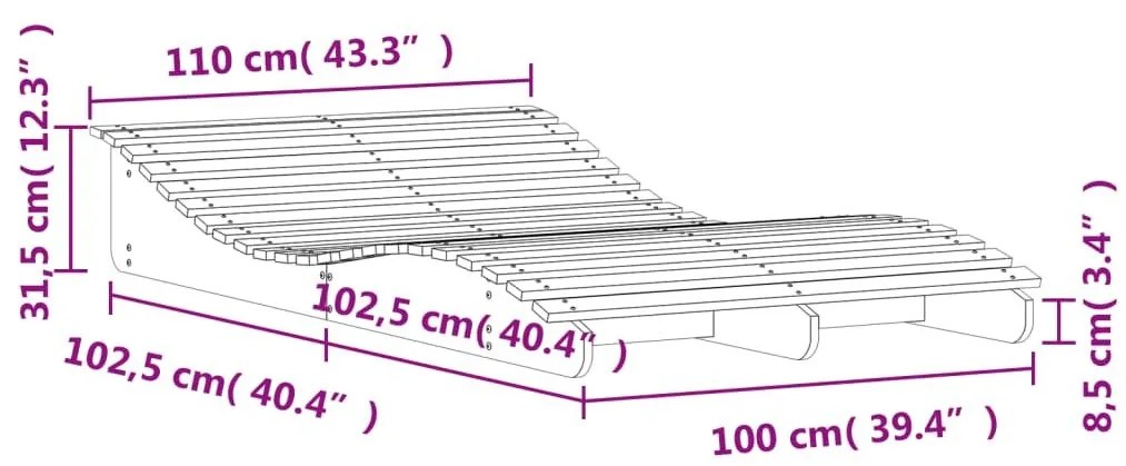 Ξαπλώστρα 205x110x31,5 εκ. από Μασίφ Ξύλο Ψευδοτσούγκας - Καφέ