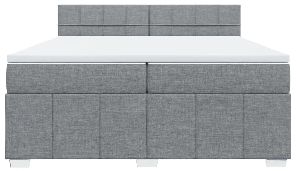 vidaXL Κρεβάτι Boxspring με Στρώμα Ανοιχτό Γκρι 200x200 εκ. Υφασμάτινο