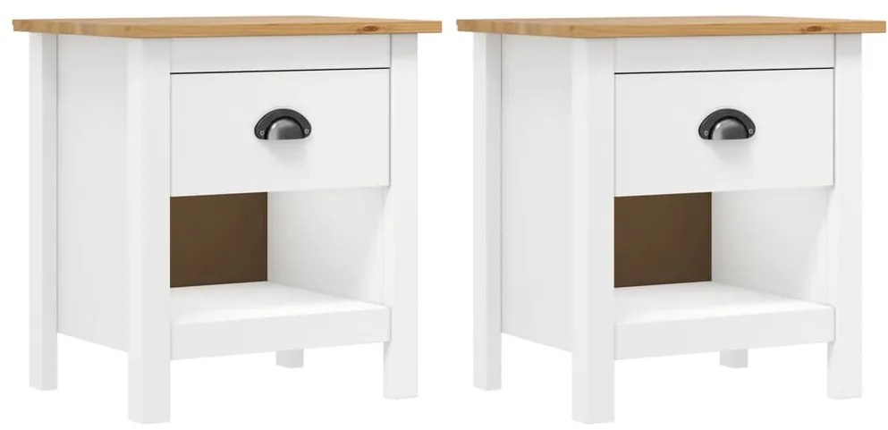 vidaXL Κομοδίνα Hill 2 Τεμ. 46 x 35 x 49,5 εκ. από Μασίφ Ξύλο Πεύκου