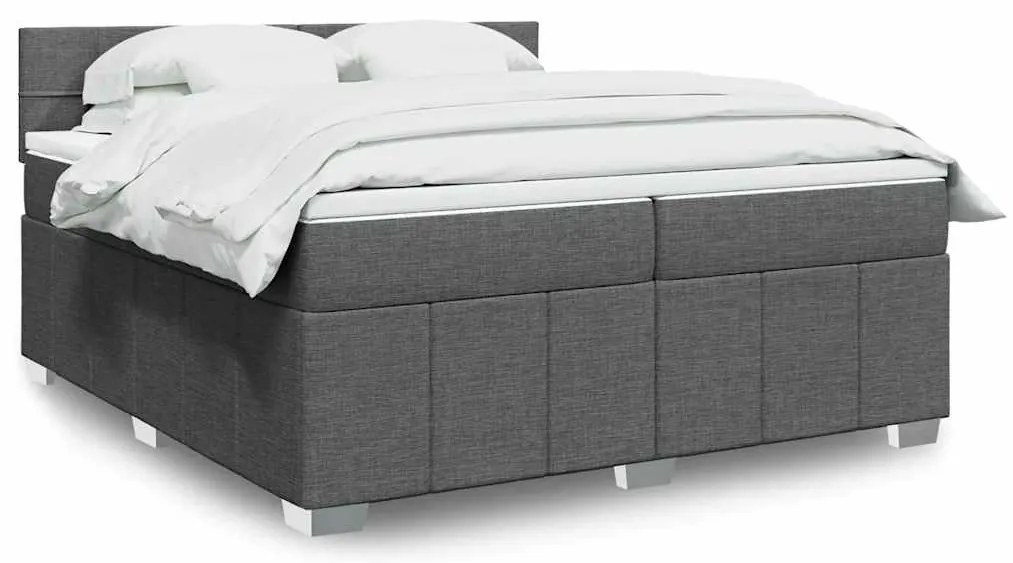 vidaXL Κρεβάτι Boxspring με Στρώμα Σκούρο Γκρι 200x200 εκ. Υφασμάτινο