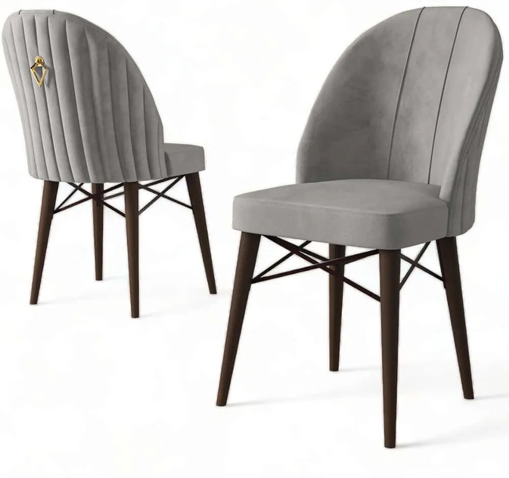 Καρέκλα Ritim Babyface (Σετ 4Τμχ) 240CHR1488 44x42x96cm Grey-Brown Μέταλλο,Ύφασμα
