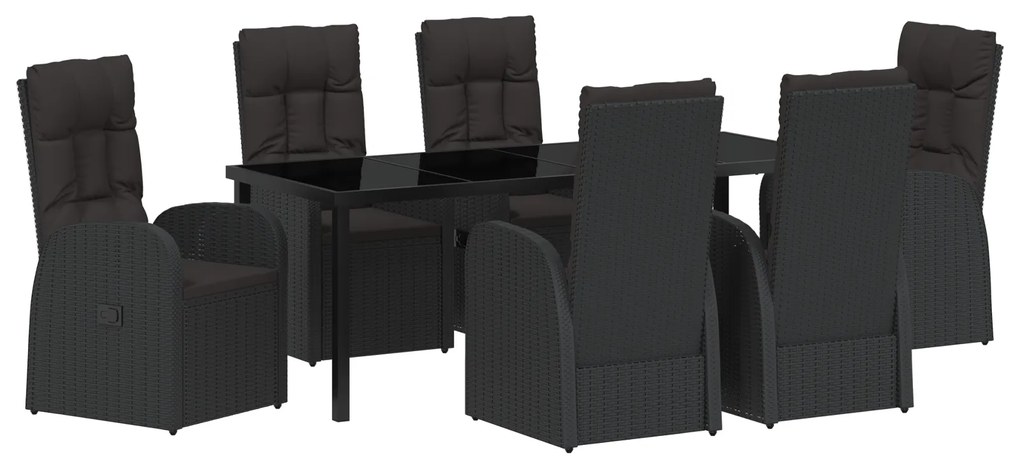 vidaXL Ανακλινόμενες καρέκλες κήπου 7 pcs Μαύρο 200 x 80 x 73 εκ