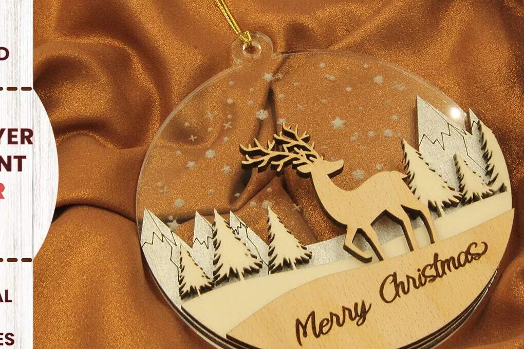 Σετ των 3 Intra απο ξύλο plywood 3mm-4mm πάχος Χριστουγεννιάτικο Στολίδι WinterTale Πολυστρωματικό Δίασταση 3x3 cm INTRAFABR-81752570