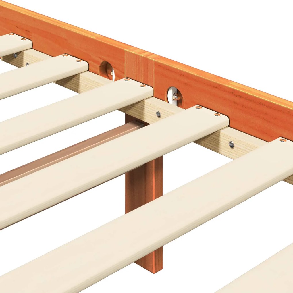 vidaXL Σκελετός Κρεβατιού με κεφαλάρι 2 pcs Κερωτό καφέ 140 x 200 cm