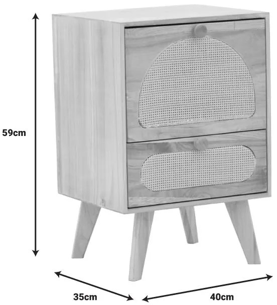 Κομοδίνο Finian ξύλο σε φυσική απόχρωση 40x35x59εκ 40x35x59 εκ.