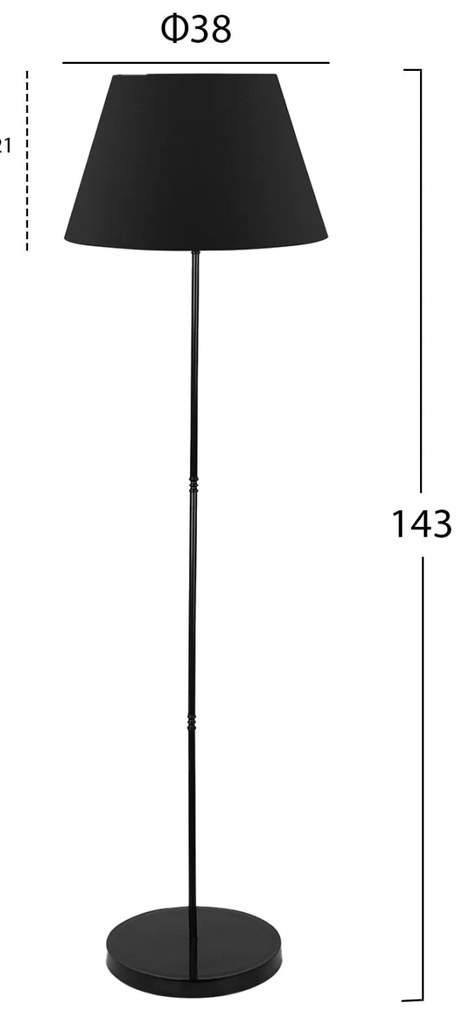 Φωτιστικό δαπέδου C7610.02 Μεταλλικό Μαύρο Φ38x143εκ. 38x38x143 εκ.