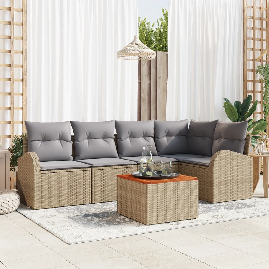 vidaXL Σετ Καναπέ Κήπου 6 pcs Beige, ανοιχτό γκρι Μεγάλο