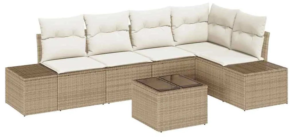 vidaXL Σετ Καναπέ Κήπου 6 pcs Μπεζ Πολυ ράταν