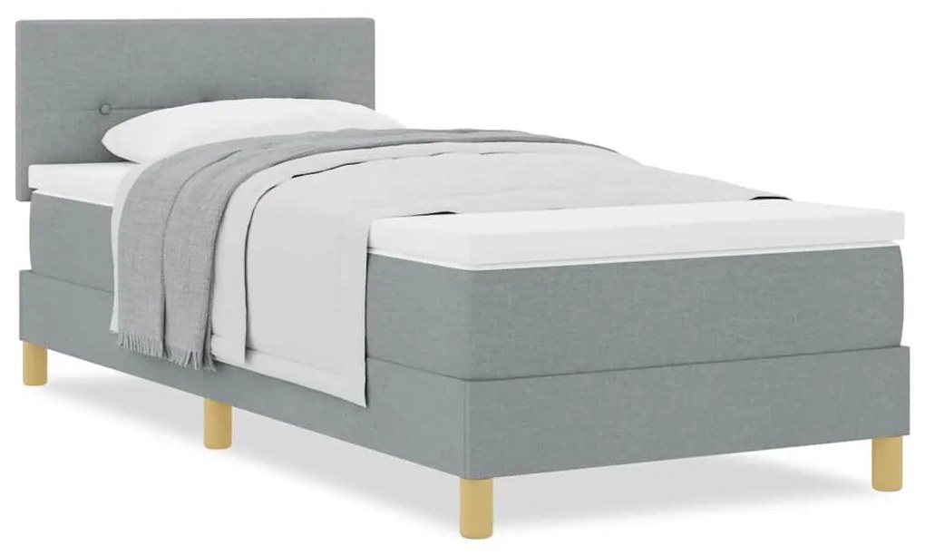 vidaXL Κρεβάτι box spring με στρώμα Ανοιχτό γκρι 100 x 200 cm ύφασμα