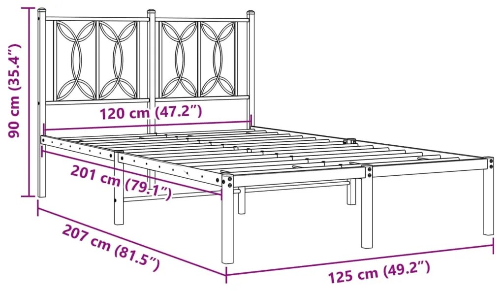 ΠΛΑΙΣΙΟ ΚΡΕΒΑΤΙΟΥ ΜΕ ΚΕΦΑΛΑΡΙ ΛΕΥΚΟ 120 X 200ΕΚ. ΜΕΤΑΛΛΟ 376175