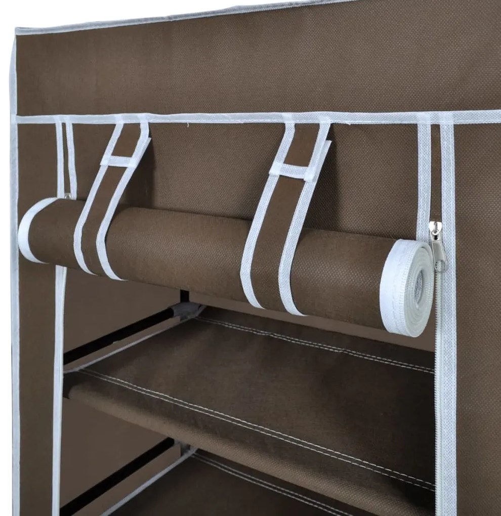 Παπουτσοθήκη με Κάλυμμα Καφέ 58 x 28 x 106 εκ. Υφασμάτινη