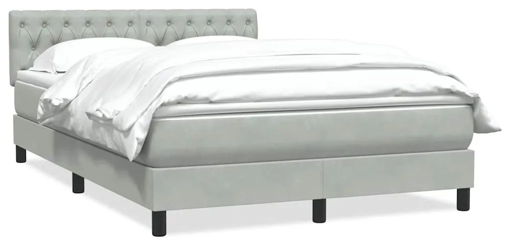 vidaXL Κρεβάτι Boxspring με Στρώμα Ανοιχτό Γκρι 160x220 εκ. Βελούδινο