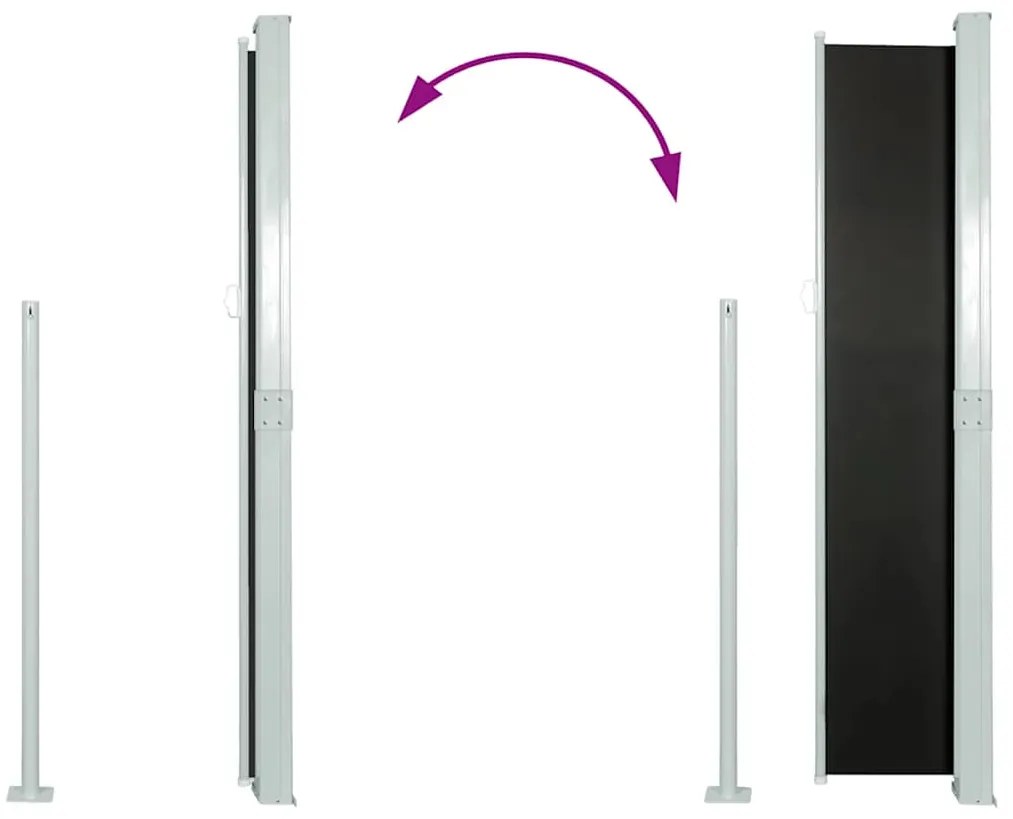 vidaXL Σκίαστρο Πλαϊνό Συρόμενο Βεράντας Μαύρο 170 x 300 εκ.