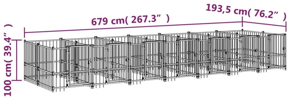 vidaXL Κλουβί Σκύλου Εξωτερικού Χώρου 13,14 μ² από Ατσάλι