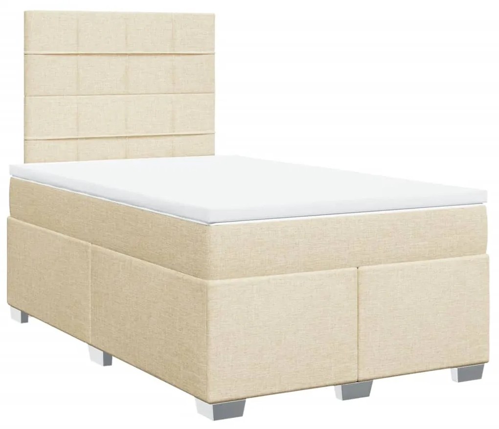 Κρεβάτι Boxspring με Στρώμα Κρεμ 120x200 εκ. Υφασμάτινο - Κρεμ