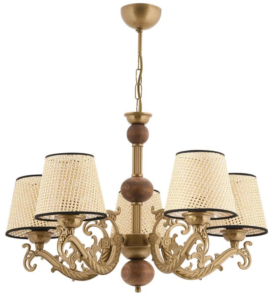Φωτιστικό Οροφής Fiona Coral Wood 390FLH2299 55x65cm 5xE27 40W Gold-Cream Opviq