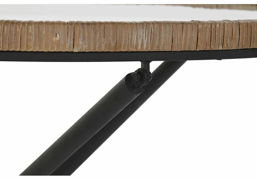 Βοηθητικό Τραπέζι DKD Home Decor 80 x 80 x 48 cm Κρυστάλλινο Φυσικό Ασημί Μαύρο Μέταλλο