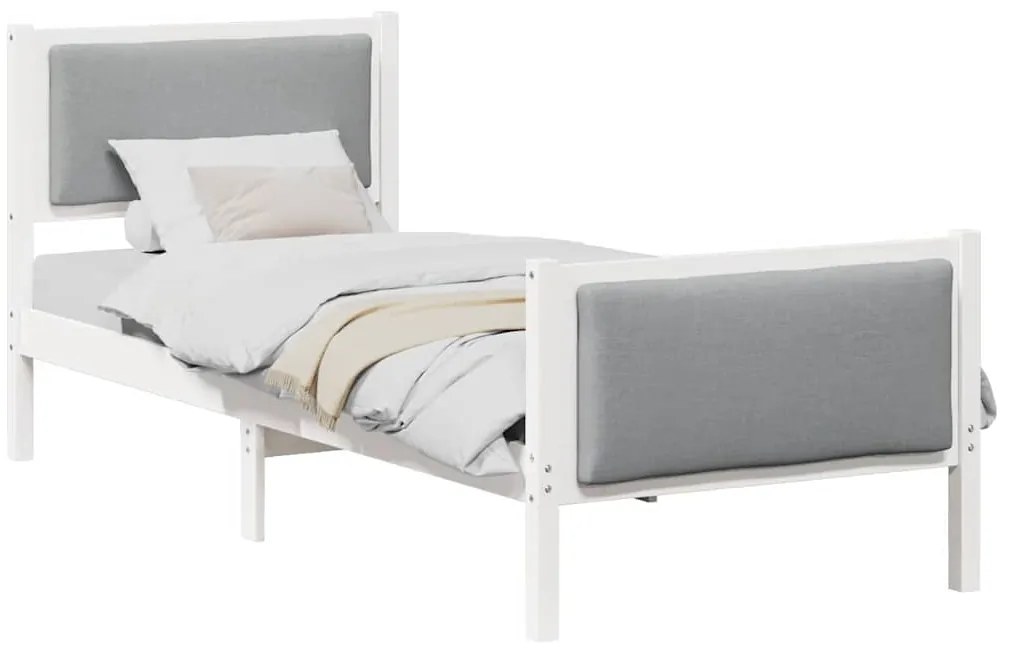 vidaXL Σκελετός Κρεβατιού με κεφαλάρι Ανοιχτό γκρι 75 x 190 cm ύφασμα