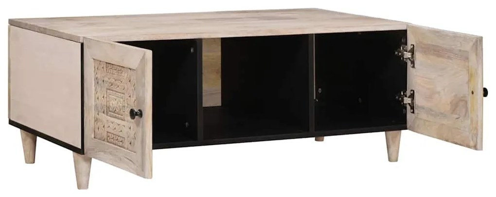 vidaXL Τραπεζάκι σαλονιού Μπεζ 100 x 54 x 40 εκ Μασίφ ξύλο μάνγκο