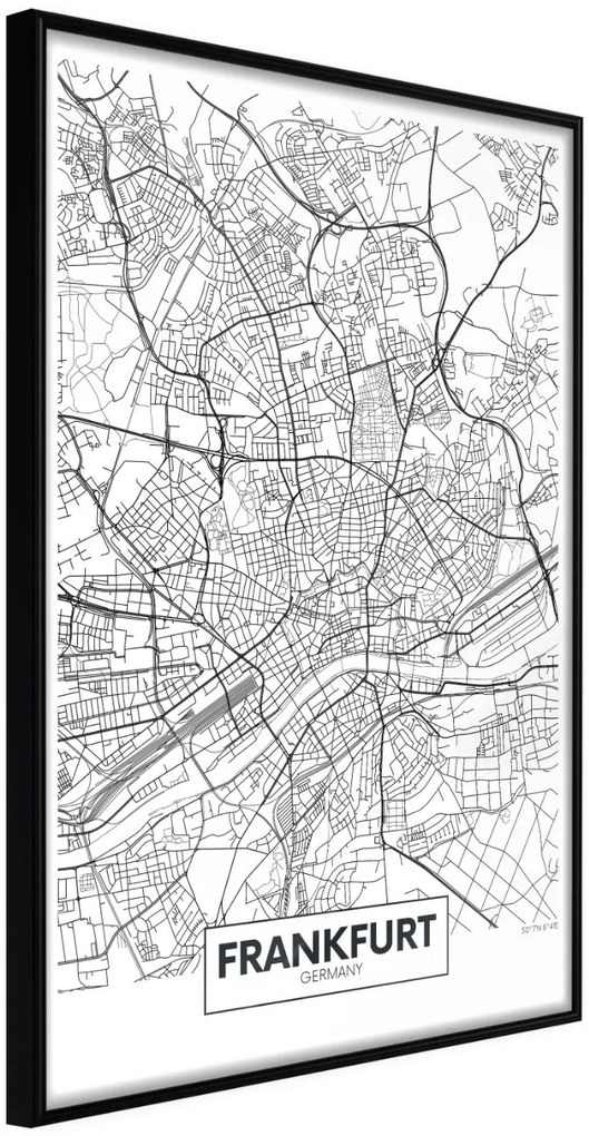 Αφίσα - City map: Frankfurt - 30x45 - Μαύρο - Χωρίς πασπαρτού