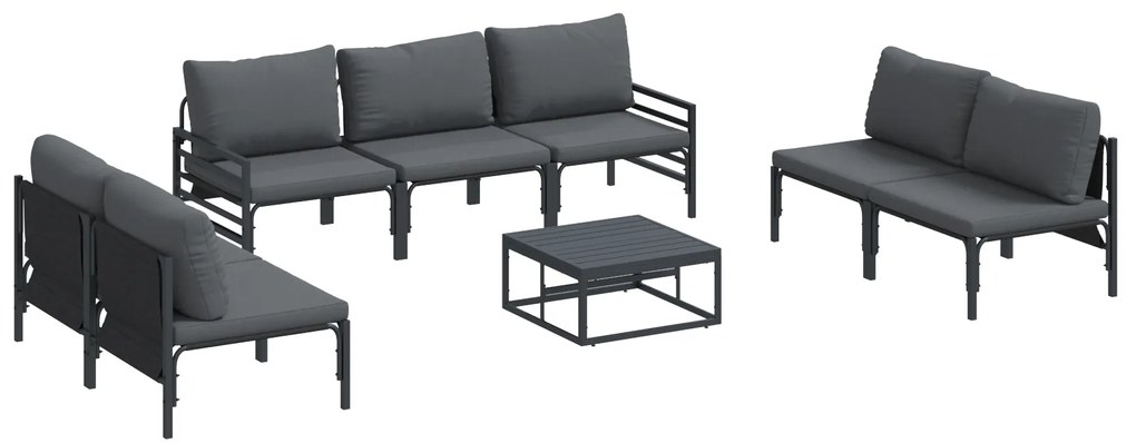 vidaXL Σετ Καναπέ Κήπου 8 pcs Ανθρακί Ατσάλι