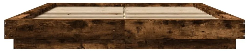 vidaXL Πλαίσιο Κρεβατιού με LED Καπνιστή Δρυς 150x200 εκ.Επεξ. Ξύλο