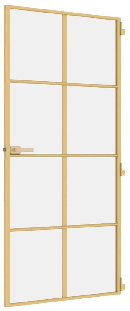 vidaXL Εσωτερική Πόρτα Χρυσή 93 x 201,5 εκ. Ψημένο Γυαλί & Αλουμίνιο