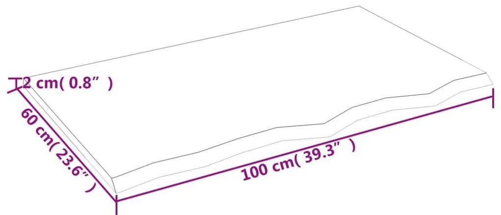 Ράφι Τοίχου Ανοιχτό Καφέ 100x60x2 εκ. Επεξεργ. Μασίφ Ξύλο Δρυός - Καφέ