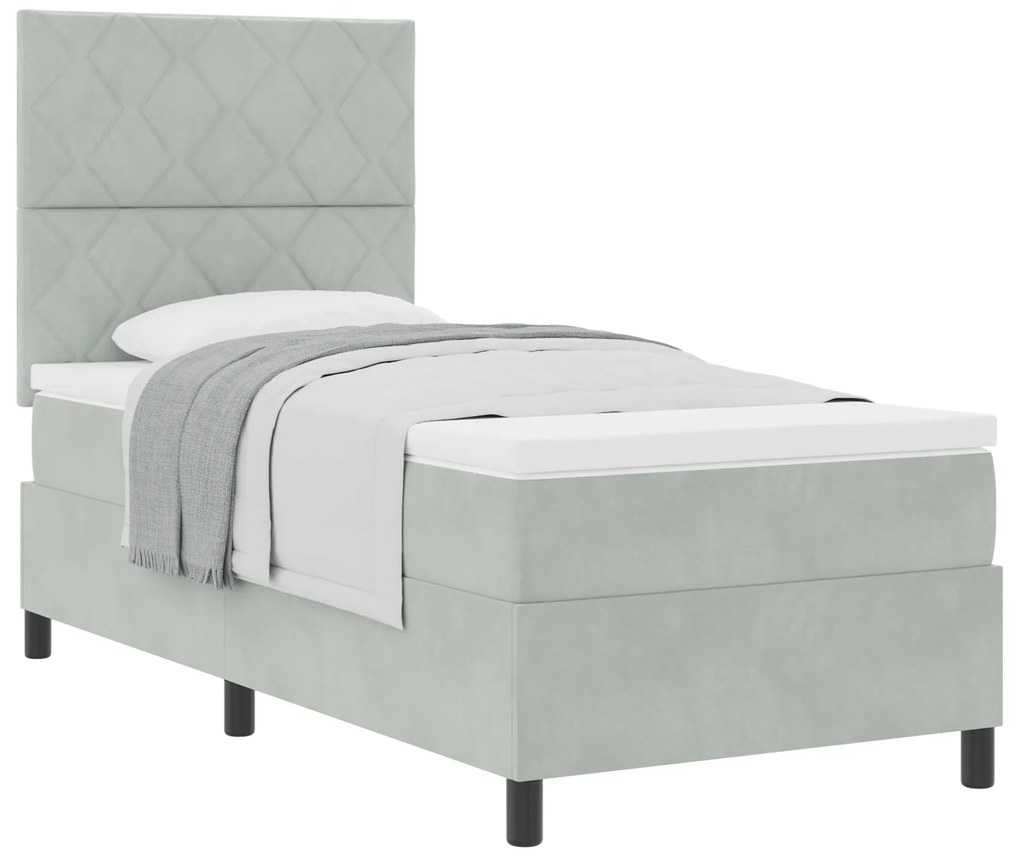 vidaXL Κρεβάτι με Στρώμα Light Grey 90x200 cm Βελούδο