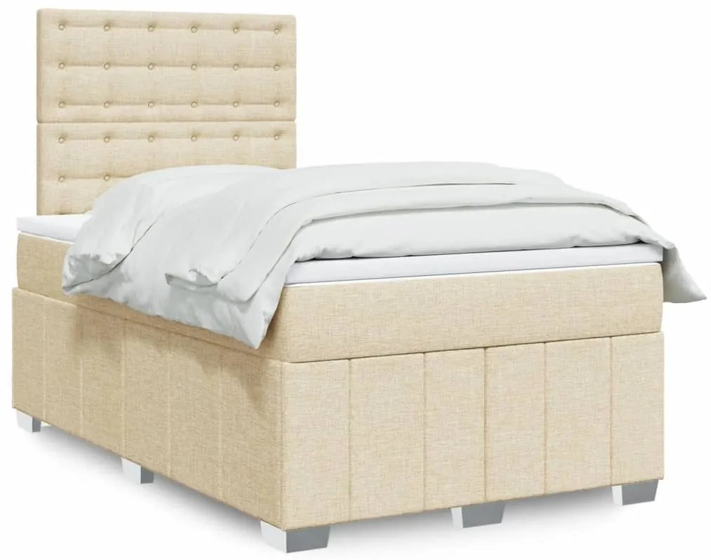 ΚΡΕΒΑΤΙ BOXSPRING ΜΕ ΣΤΡΩΜΑ ΚΡΕΜ 120X200 ΕΚ. ΥΦΑΣΜΑΤΙΝΟ 3291654