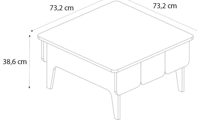 Τραπεζάκι σαλονιού Pedro Megapap χρώμα ανθρακί - rota oak 73,2x73,2x38,6εκ.