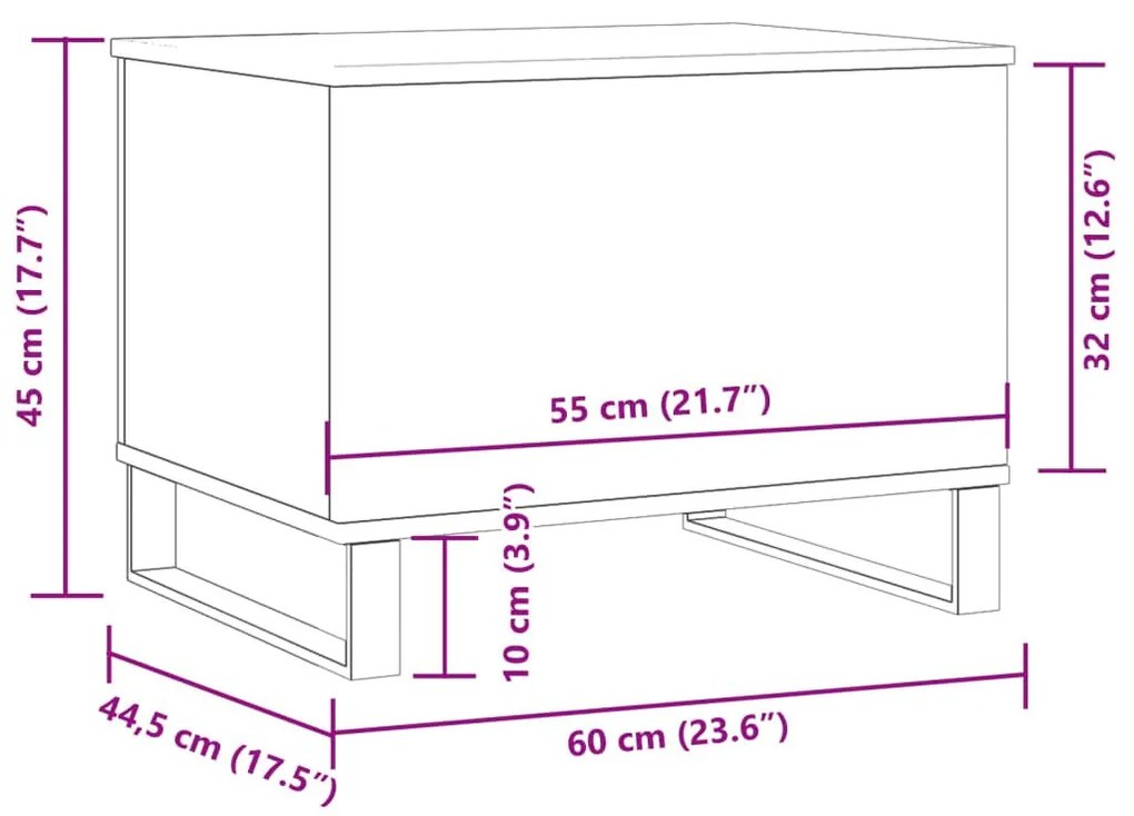 Τραπεζάκι Σαλονιού Όψη Παλαιού Ξύλου 60x44,5x45 εκ. Επεξ. Ξύλο - Καφέ