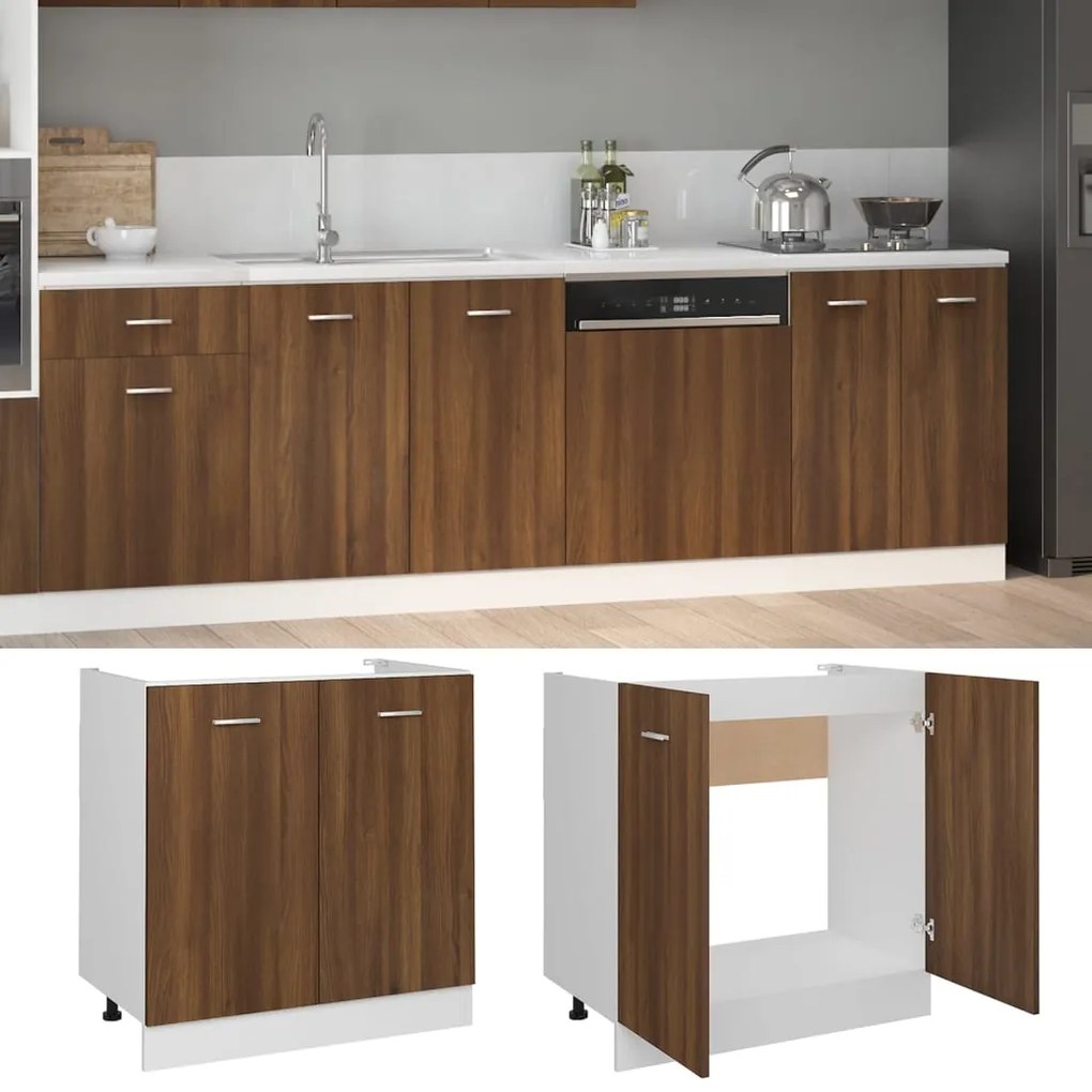 vidaXL Ντουλάπι Νιπτήρα "Lyon" Καφέ Δρυς 80x46x81,5 εκ. από Τεχνητό Ξύλο
