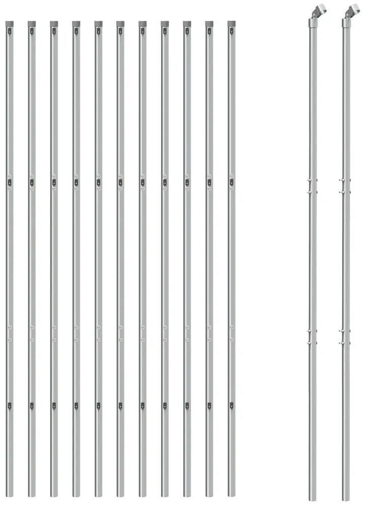 vidaXL Συρματόπλεγμα Περίφραξης Ασημί 1,6 x 25 μ. με Στύλους