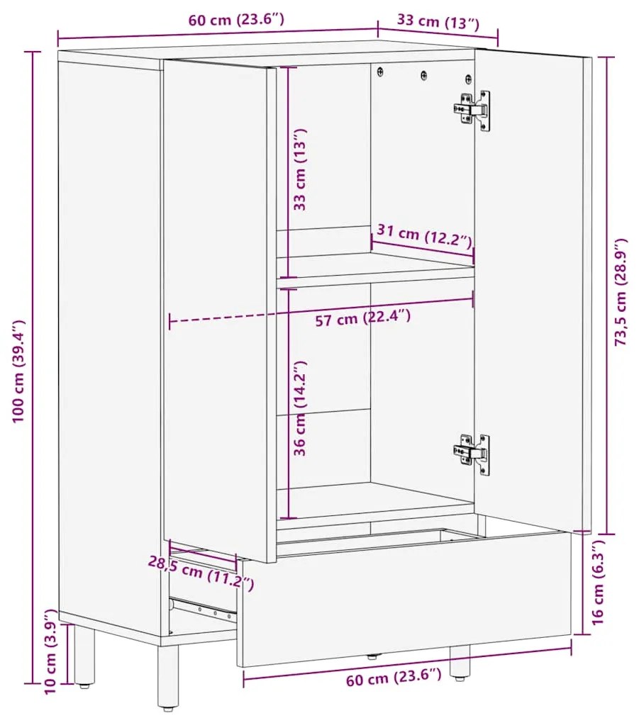 HIGHBOARD ΚΑΦΕ 60X33X100 CM ΜΑΣΙΦ ΞΥΛΟ MANGO 4017750