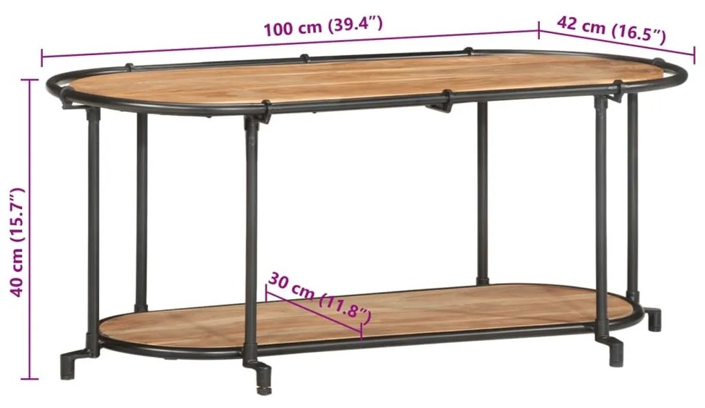 Έπιπλο Τηλεόρασης 100x42x40 εκ. από Μασίφ Ξύλο Ακακίας - Καφέ