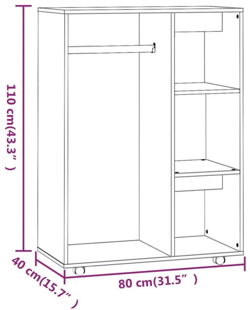 Ντουλάπα Γκρι Sonoma 80 x 40 x 110 εκ. από Επεξεργασμένο Ξύλο - Γκρι