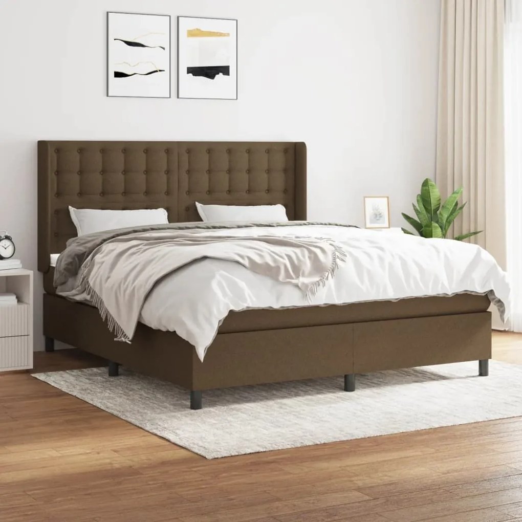 ΚΡΕΒΑΤΙ BOXSPRING ΜΕ ΣΤΡΩΜΑ ΣΚΟΥΡΟ ΚΑΦΕ 160X200 ΕΚ ΥΦΑΣΜΑΤΙΝΟ 3131764