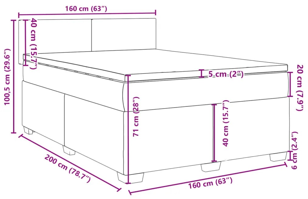 Κρεβάτι Boxspring με Στρώμα Μπλε 160x200 εκ. Βελούδινο - Μπλε