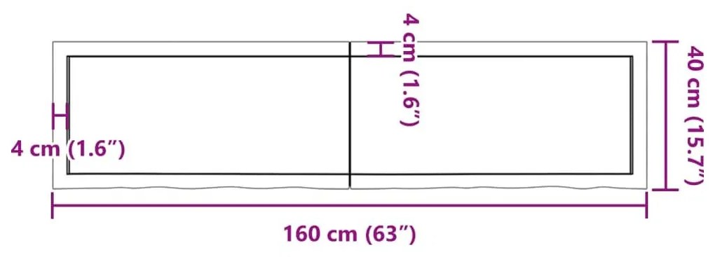 Ράφι Τοίχου Ανοιχτό Καφέ 160x40x(2-6)εκ. Επεξ. Μασίφ Ξύλο Δρυός - Καφέ