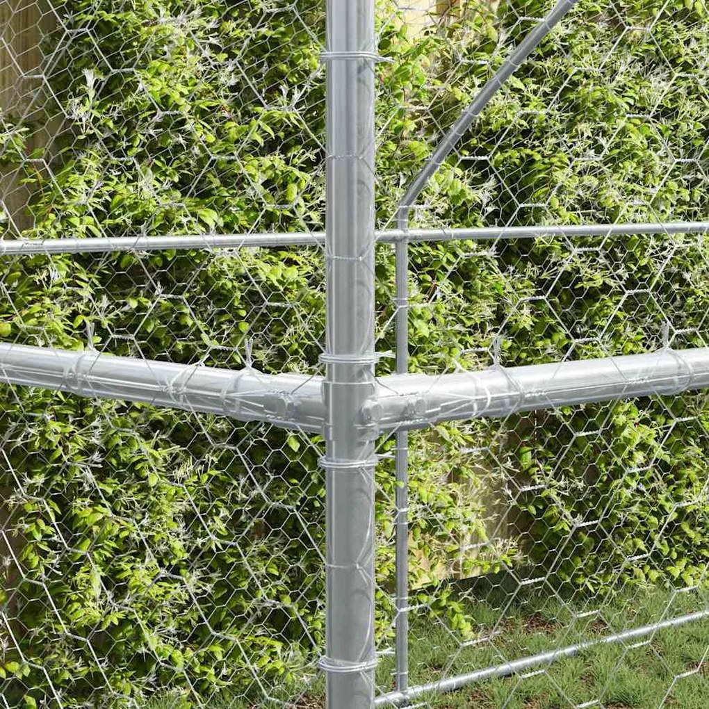 vidaXL Κλουβί Σκύλου με αποθήκευση 2 pcs Ασημί 4 x 2 x 2 m Ατσάλι