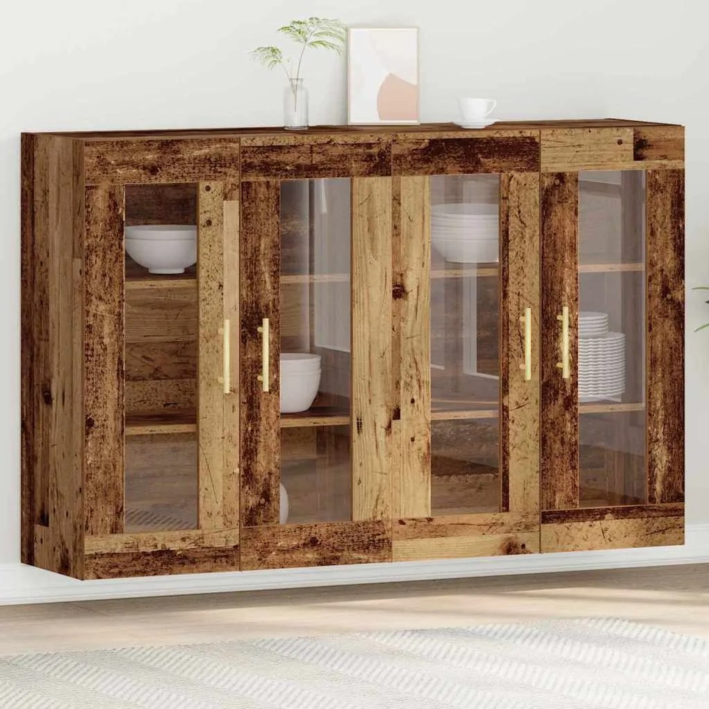 vidaXL Επιτοίχιο ντουλάπι 2 pcs Παλαιό ξύλο 69.5 x 34 x 90 εκ.
