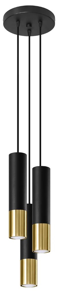 Sollux Κρεμαστό φωτιστικό Loopez 3,ατσάλι,3xGU10/40w,μαύρο,χρυσό