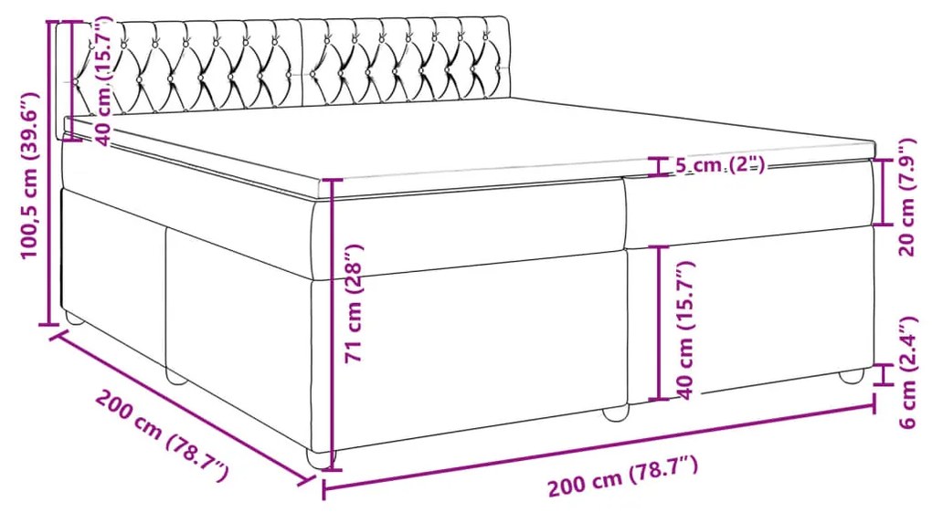 Κρεβάτι Boxspring με Στρώμα Taupe 200x200 εκ. Υφασμάτινο - Μπεζ-Γκρι