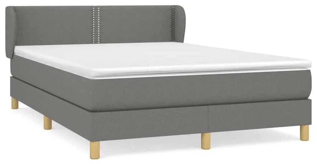 vidaXL Κρεβάτι Boxspring με Στρώμα Σκούρο Γκρι 140x200 εκ Υφασμάτινο