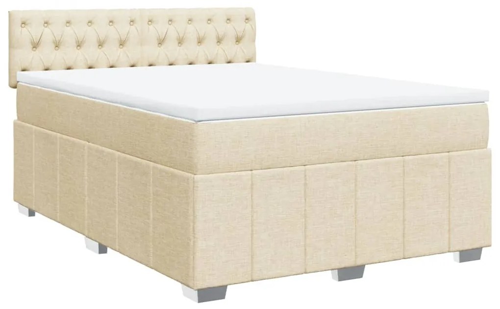 ΚΡΕΒΑΤΙ BOXSPRING ΜΕ ΣΤΡΩΜΑ ΚΡΕΜ 140X200 ΕΚ. ΥΦΑΣΜΑΤΙΝΟ 3289403