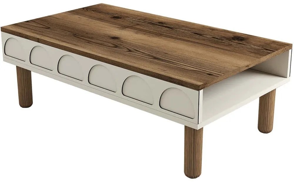 Τραπέζι Σαλονιού Bohem 845HCT2890 180x60x35,6cm Walnut-Cream