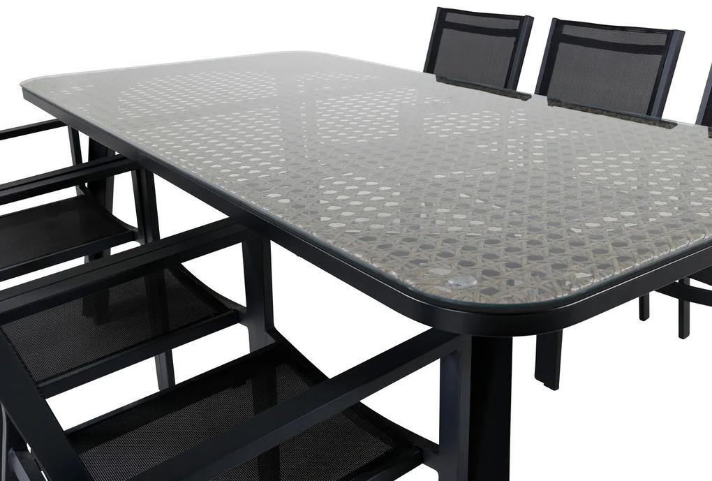 Σετ Τραπέζι και καρέκλες Dallas 760, Επεξεργασμένο γυαλί, 72 kg, Ύφασμα, Μέταλλο | Epipla1.gr