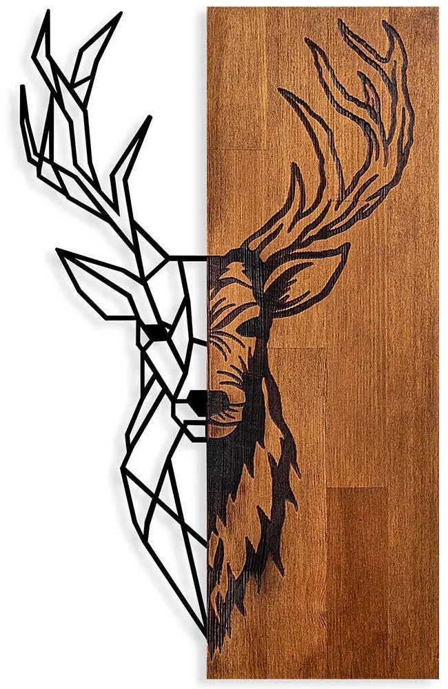 Διακοσμητικό Τοίχου Red Deer 891TNL2350 36x58cm Walnut-Black Wallity Metal,Wood